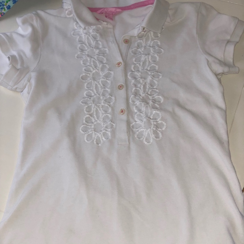 🌴Lilly Pulitzer💞 White Embroidered Women’s Polo